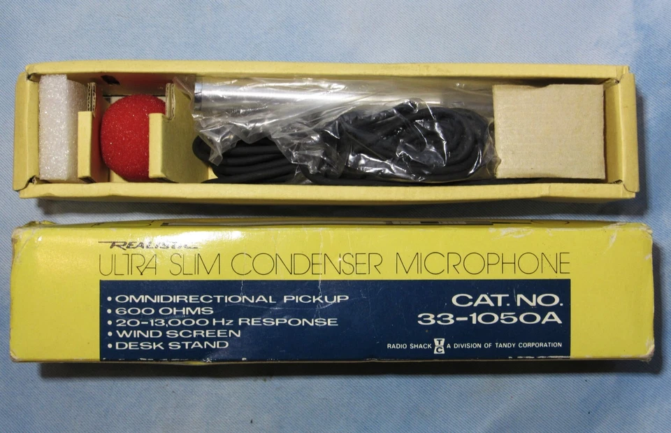 Vintage NOS Realistic Cat No. 33-1050-A Ultra Slim Condenser Microphone - Image 2 of 4