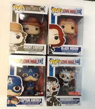 Funko Pop! Marvel Lote de 4 96 Agent Carter 132 Black Widow 137 Capitán América