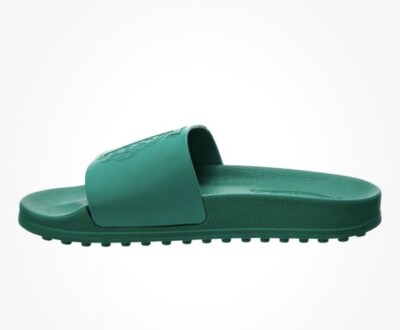 New Tod's Logo Embossed Pool Slide Sandal Engraved Green Women's