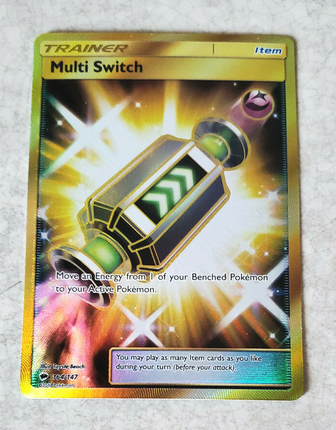 POKEMON MULTI SWITCH 164/147 SECRET GOLD FULL HOLO SUN MOON BURNING SHADOWS NM