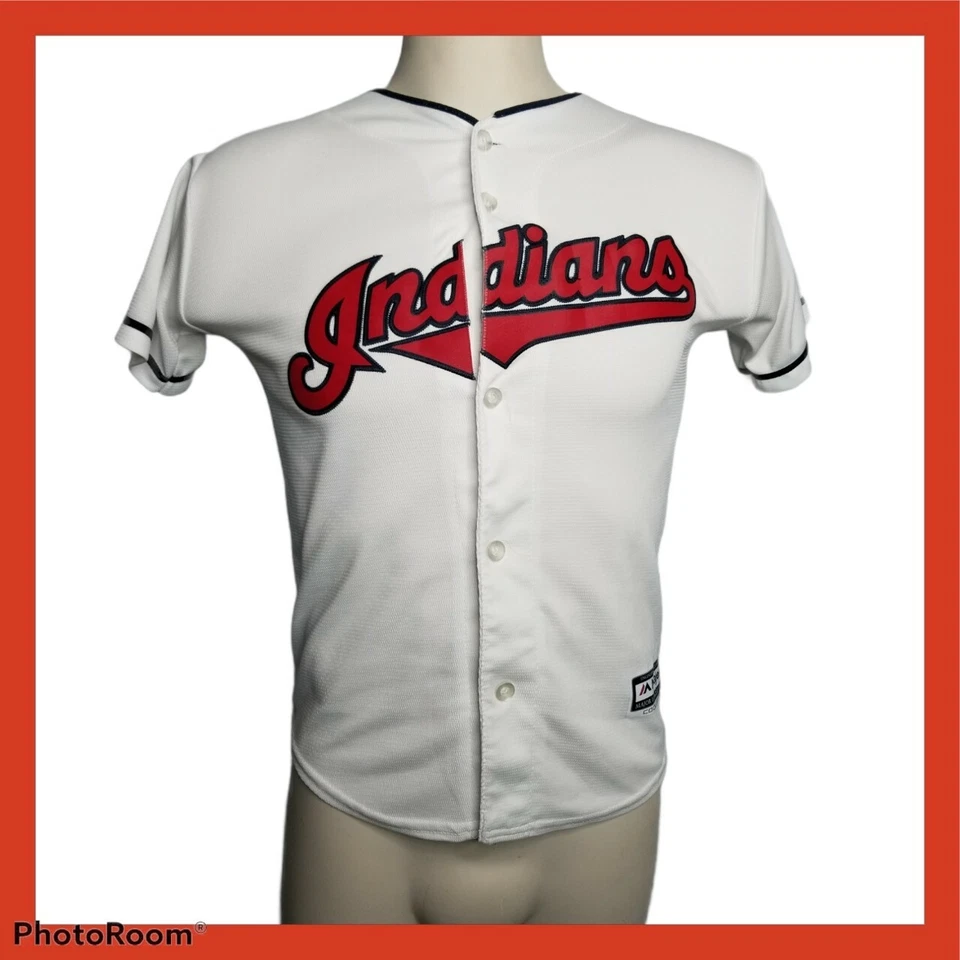 Camiseta Michael Brantley Majestic Cool Base Cleveland Indian Juvenil M 10/12 Blanca Foto 2 de 4