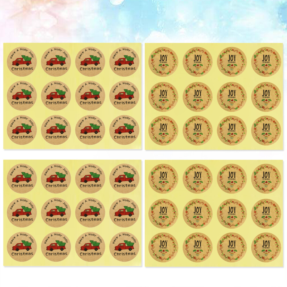 240pcs Round Truck Pattern Sealing Sticker Christmas Self-Adhesive Cartoon