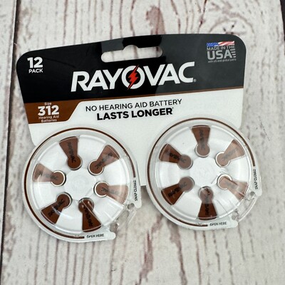 Rayovac Hearing Aid Batteries Size 312 Pack of 12 Long Lasting Performance