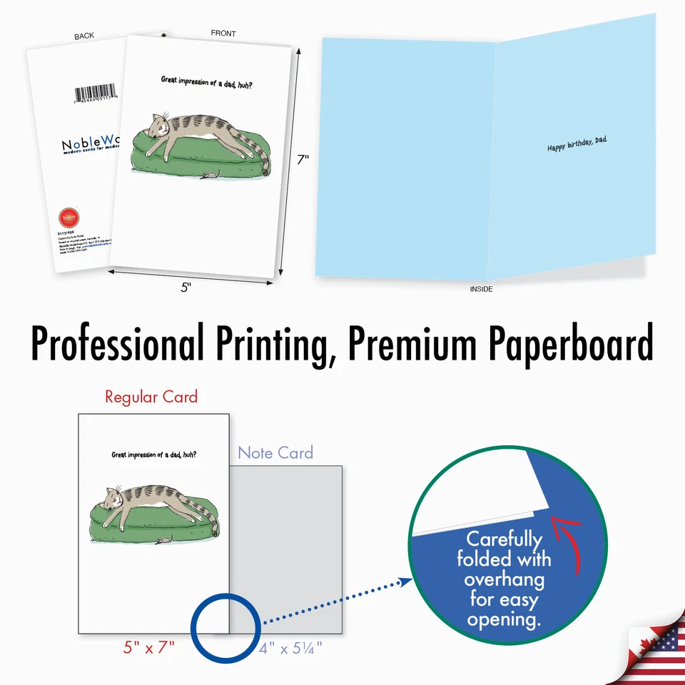 1 cartão engraçado de aniversário pai-impressão de pai pai gato-envelope, feito nos EUA - Imagem 3 de 4