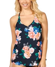 Island Escape Floral Kauai Bloom Racer-Back Underwire Tankini Top 6 8 10 12 NWT