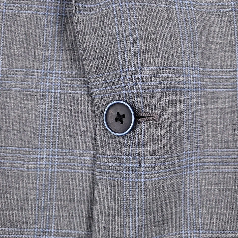 Vinca Camuto Sport Coat Blazer Mens 42L Gray Plaid Wool Linen Jacket Resort - Image 3 of 4