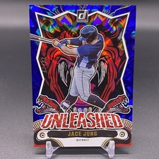 #/49! 🚨2024 Donruss Unleashed Jace Jung Detroit Tigers Blue Holo Rookie #3