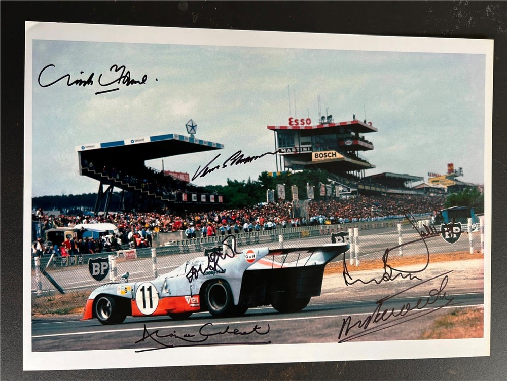 Signed 16x12 Sutton Photo - 1975 Le Mans 24hrs Ickx & Bell Mirage 1st