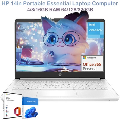 HP Laptop 14''HD Intel Celeron N4120 UpTo 16GB RAM 320GB SSD+win11pro+Office2021