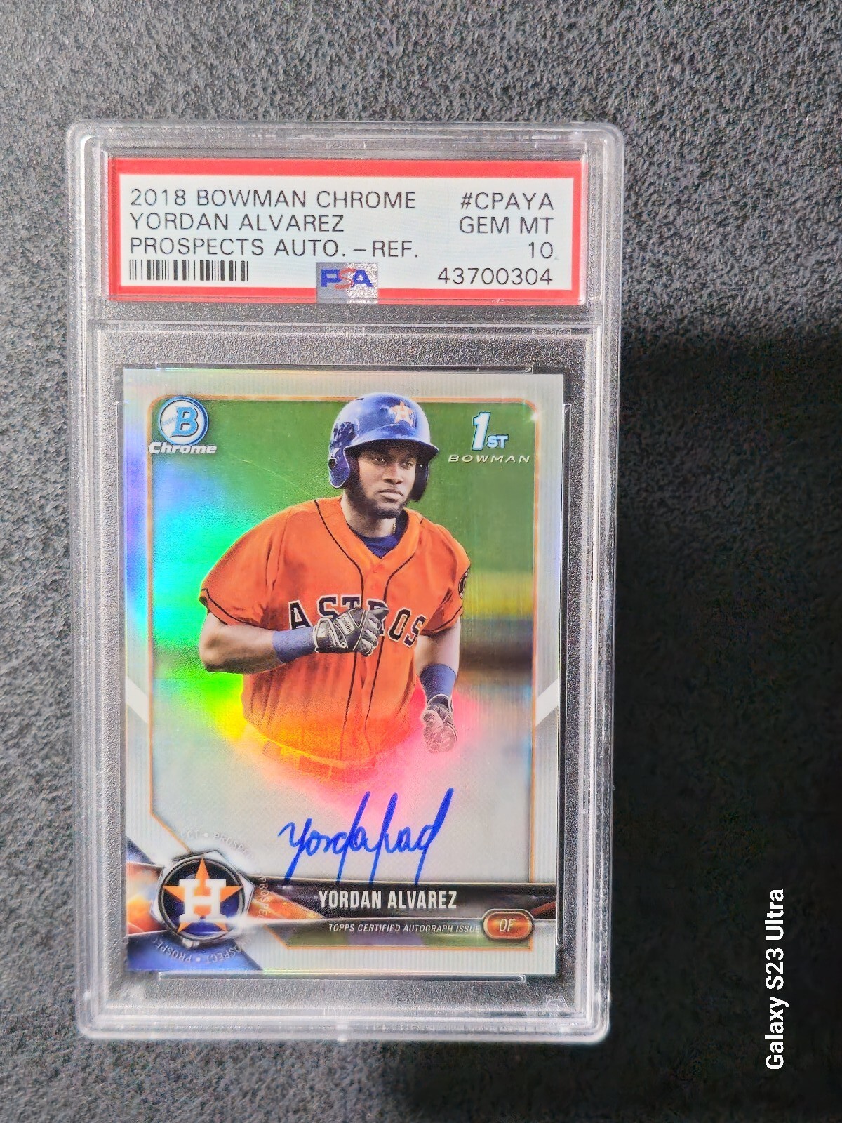 2018 Bowman Chrome Prospect Yordan Alvarez Rookie Auto Refractor /499 PSA 10 🔥
