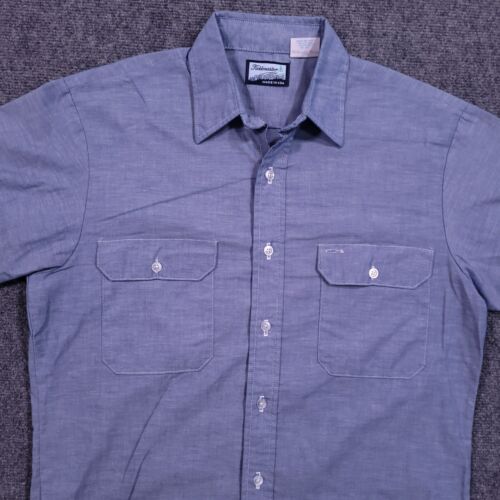 Vintage Fieldmaster Shirt Men's Medium Blue Button up Made In USA