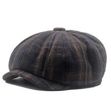 Cappello Newsboy In Finta Lana A Quadri 8 Pannelli Cabbie Berretto Da Pittore