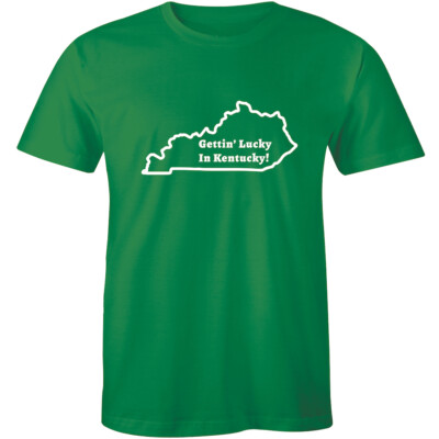 Getting' Lucky In Kentucky Retro Rock Star State Map Funny Getting Movie Men Tee