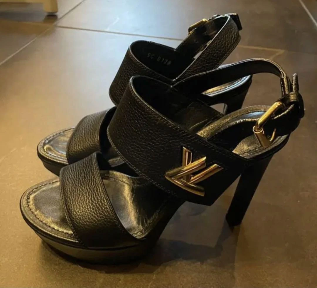 LOUIS VUITTON Sandals Horizon Line EU 36 Black Used From Japan