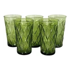5 VTG Anchor Hocking GEMSTONE AVOCADO Green Diamond Textured 12 OZ Tumblers NEW
