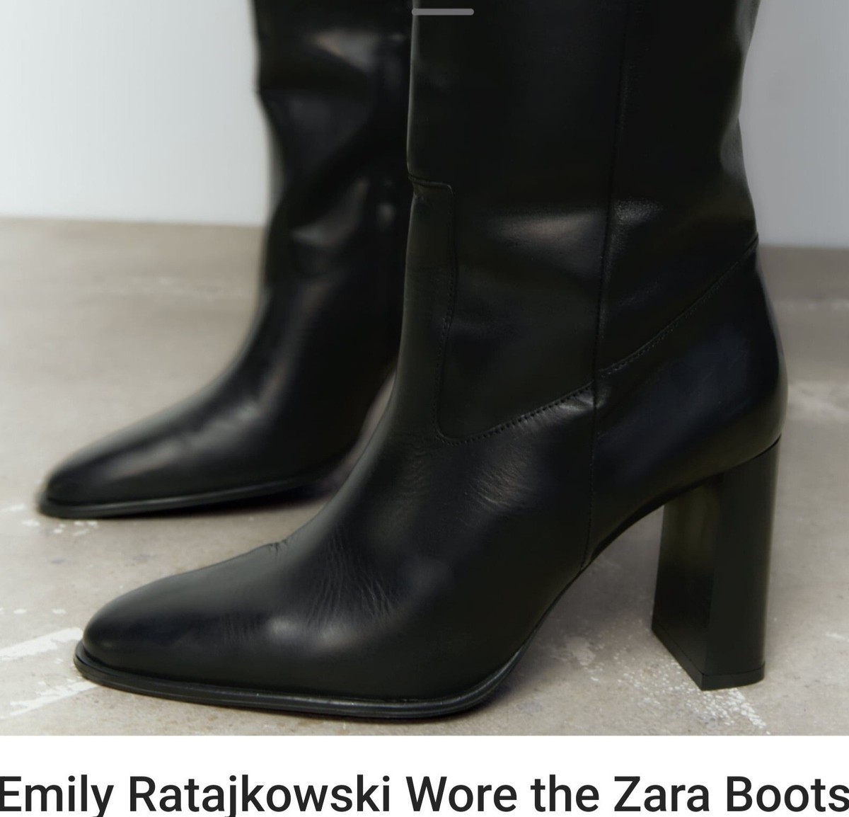 $169 ZARA WOMAN NEW BLACK KNEE HIGH HEEL LEATHER BOOT 1002/010 SZ