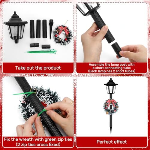 4 Pcs Christmas Solar Pathway Lights Outdoor Waterproof Solar Christmas