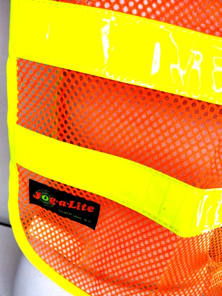 Jog-a-Lite Reflecto Vest Orange/Yellow Mesh, One Size 16" x 12" · Made in USA - Image 4 of 4