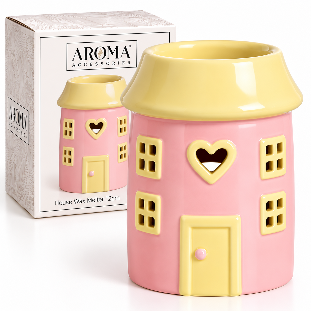 Pink House Wax Melt Burner 12cm Ceramic Oil Burner Tealight Holder Fragrance