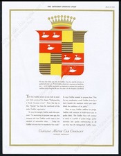 1935 Cadillac Car Crest Art Vintage Print Ad