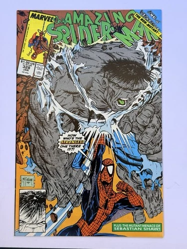 Amazing Spider-Man #328 (1990) VF | Last Todd McFarlane Run | Grey Hulk Marvel