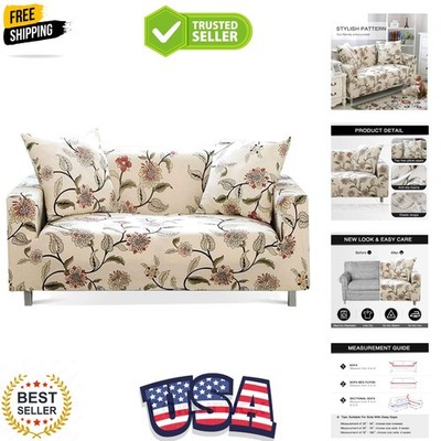 Elegant Floral Sofa Cover Stretch Slipcover for 3-Seater Couch with Pillowcases