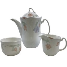 Royal Albert Horizons Fantasia Coffee Set Coffee Pot Creamer Sugar Bowl 1986 