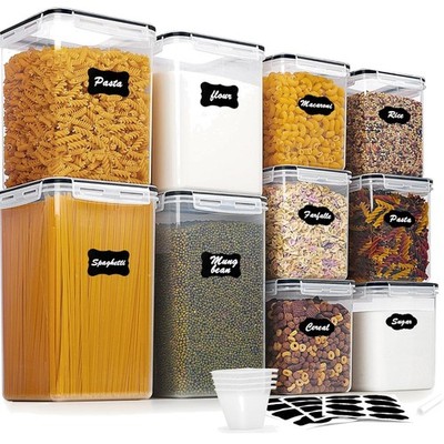 Aufbewahrungsboxen Set, 10 Stück, luftdicht, BPA-frei, Kunststoff, 6,5L, schwarz