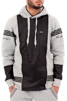Time Is Money Sweatshirt à Capuche Designer Gris S Poches Contraste - Photo 1/4