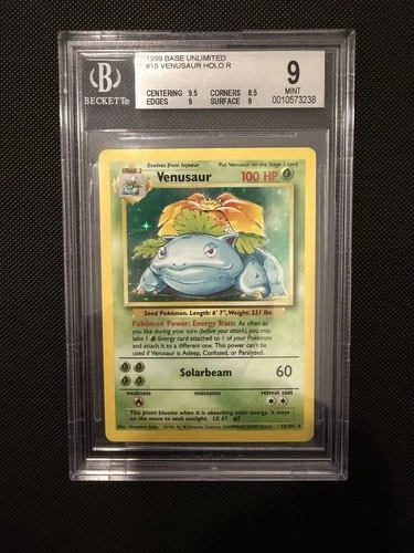 POKEMON BASE SET UNLIMITED VENUSAUR HOLO #15 BGS 9 MINT