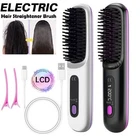 Portable Hair Straightener Brush Antiscald Hair Cordless Hair Straightener Brush