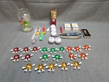 Vtg M&M MM Collector Lot Golf Balls, Watches, Pens, Pins & String Light Covers 