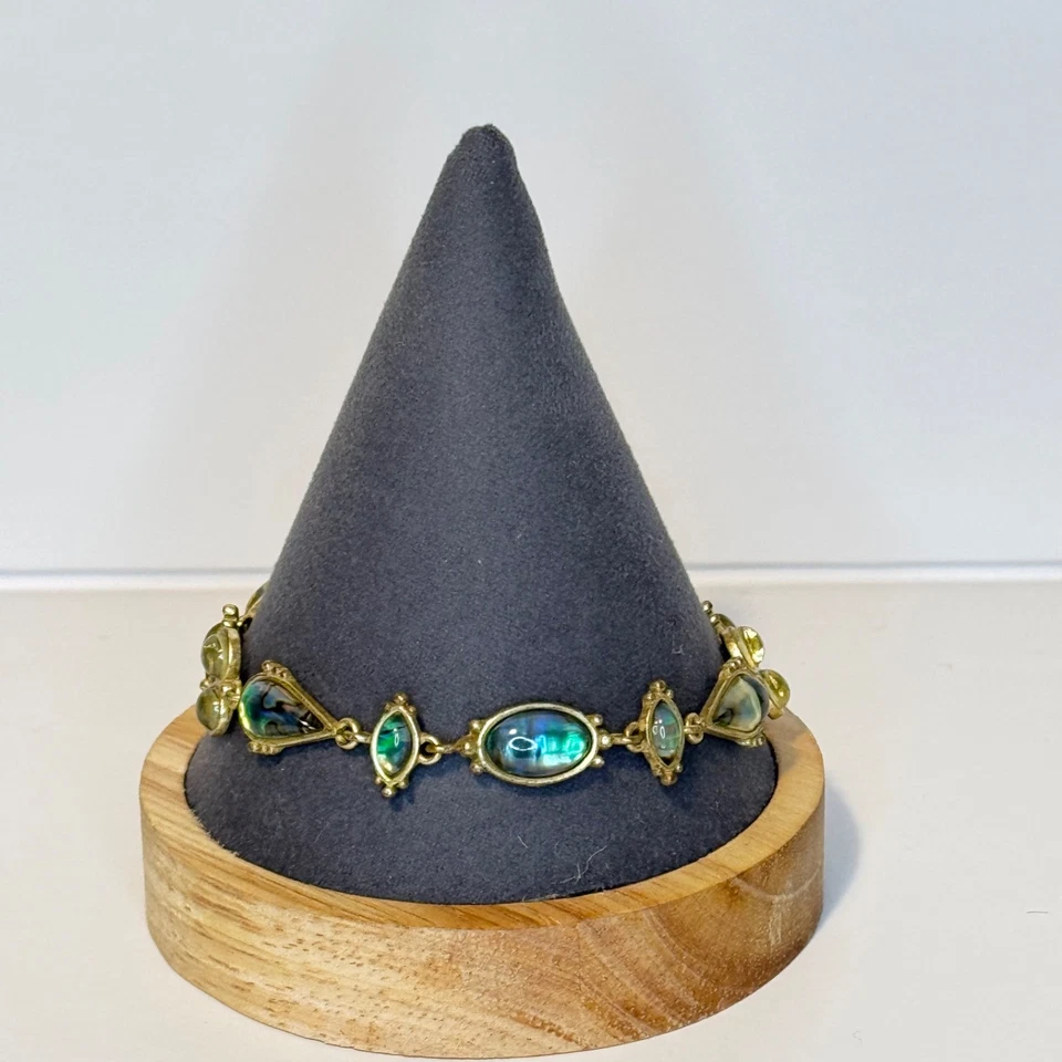 Lucky Brand Link Bracelet Abalone Shell Gold Tone - Image 2 of 4