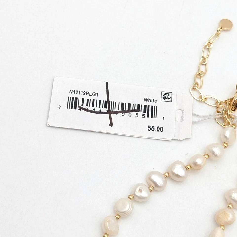 Collar colgante Panacea para mujer con perlas de agua dulce en forma de corazón blanco/dorado Foto 4 de 4