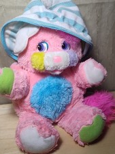 Vintage 1986 Mattel Popples Baby Cribsy Pink Plush With Bonnet So Cute NOS