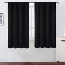 LEMOMO Black Blackout Curtains/42 x 63 Inch/Set 42W x 63L Pack of 2 ,
