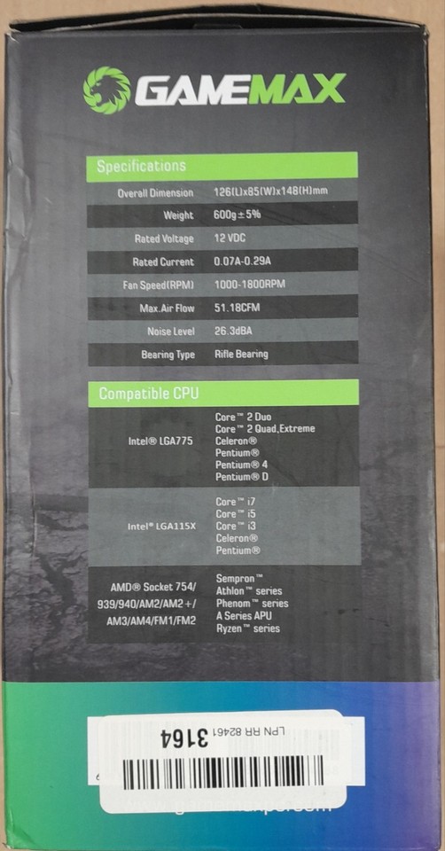 GAMEMAX - Gamma 500-Rainbow CPU FAN 1800RPM Addressable RGB LED CPU FAN ...