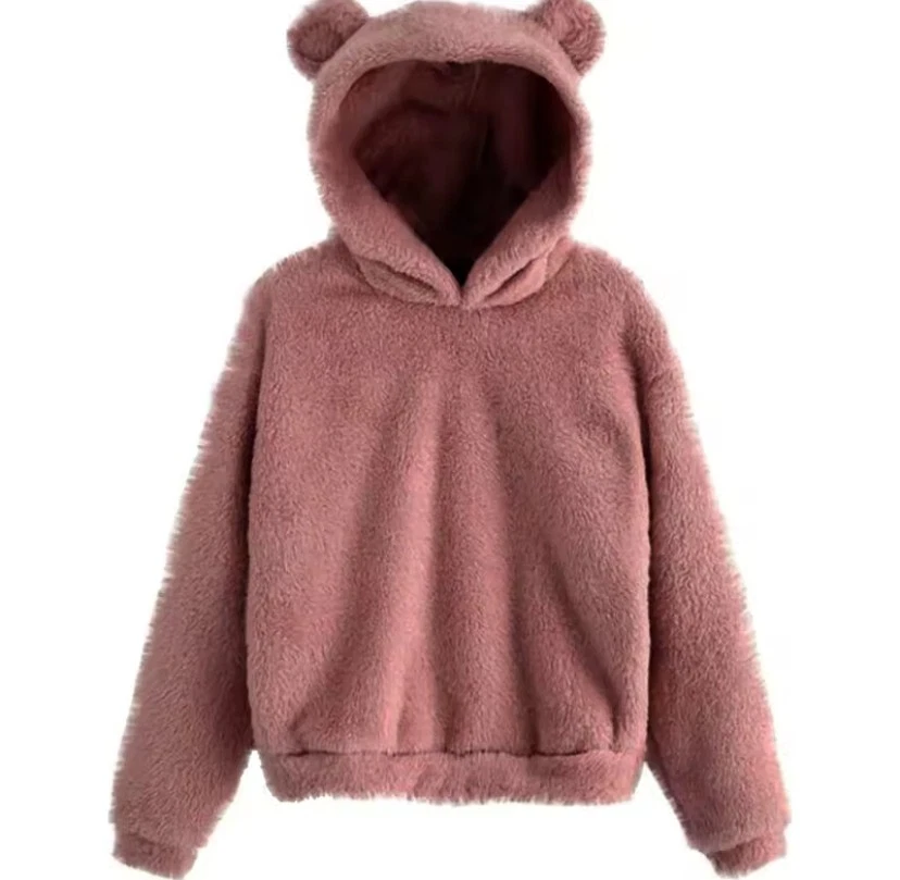 Sudadera con Capucha Bear Ears para Mujer - Moda de Invierno Orejas de Oso Linda Sudadera con Capucha Foto 3 de 4
