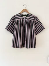 Ace & Jig S Sabina Top Thrill Lilac Green Stripe Cotton Button Front Flutter