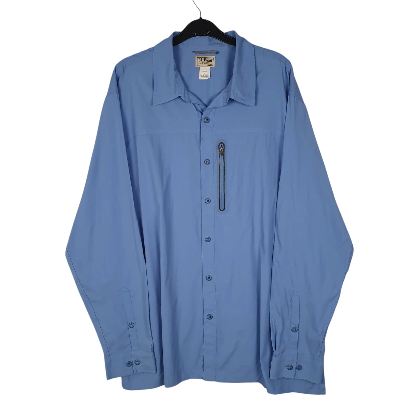 L.L.BEAN Blue Shirt Walking Hiking Long Sleeve Nylon Mens XL
