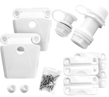 Cooler Replacement Parts Kit, Ice Chest Plastic Hinges, Latch Small, White