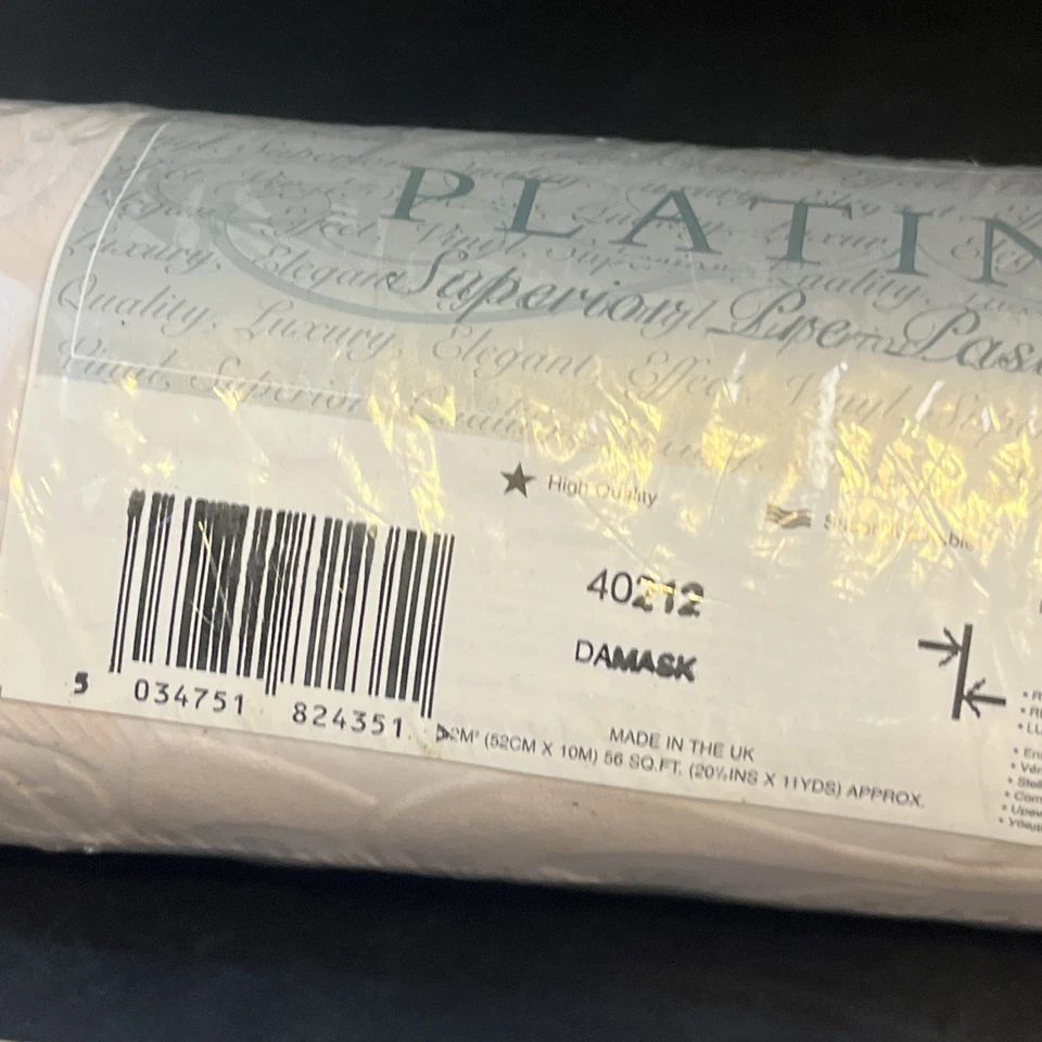 2 Vtg Vymura Platinum Wallpaper 56 Sq Ft Each Pink Textured Vinyl Floral Lot NOS - Image 4 of 4