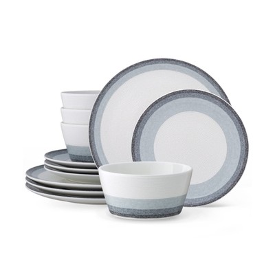 Noritake Colorscapes Layers Ash 12-Piece Coupe Dinnerware Set, Service for 4