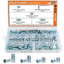 101 PCS 5/16"-18 Blue Zinc Plated Carbon Steel Wood Threaded Inserts Kit