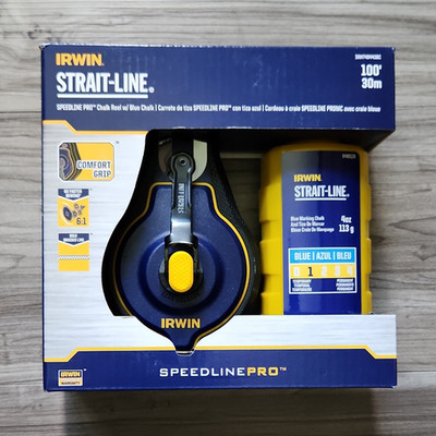 IRWIN Strait-Line Speedline Pro Chalk Line Reel 100 ft w/ Blue Chalk, Comfort