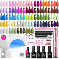Beetles 55Pcs 32 Color Gel Nail Polish Kit with U V Light and Nail Drill Gel N