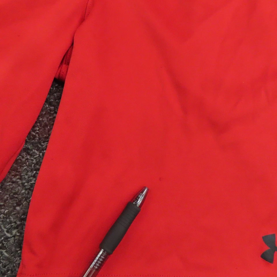 Under Armour Shorts Youth Large Red Athletic HeatGear Loose Fit Logo Pockets - Image 2 of 4