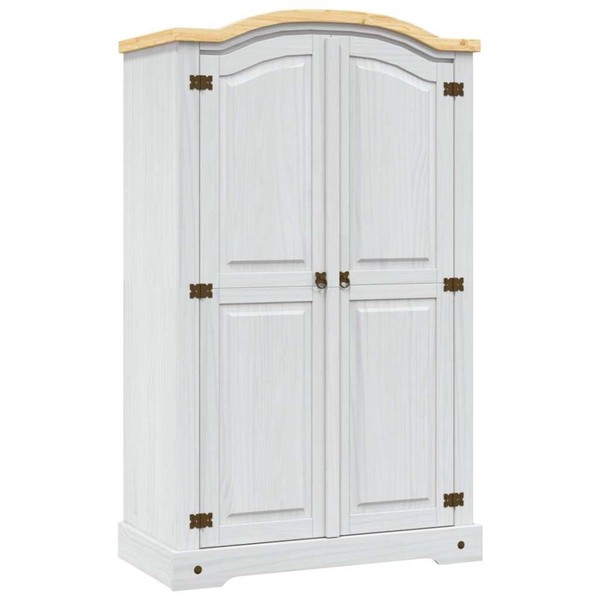 Kleiderschrank Mexiko-Stil Kiefernholz 2 TüRen Weiß-image