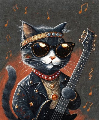 Rockstar Katzenportrait Renaissance Haustierportrait vom Foto individuell lustig Leinwand Roya
