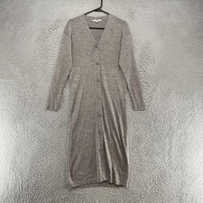 Uniqlo Midi Sweater Dress Womens Small Gray Ribbed Button Front Quiet Luxury